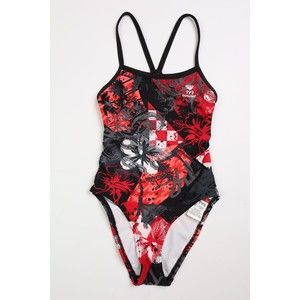 TYR size 28 red/black geometric print diamondback performance racing swimsuit